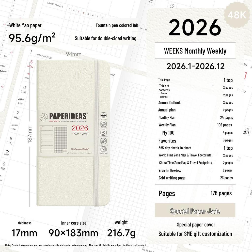 Paperideas 2026 Weekly Pocket Planner: Hardcover, Special Paper, Simple Agenda