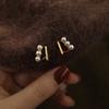 Серьги-гвоздики из серебра S925, легкая роскошь, жемчуг и циркон, для женщин, высококачественные, темпераментные, нишевые, универсальные