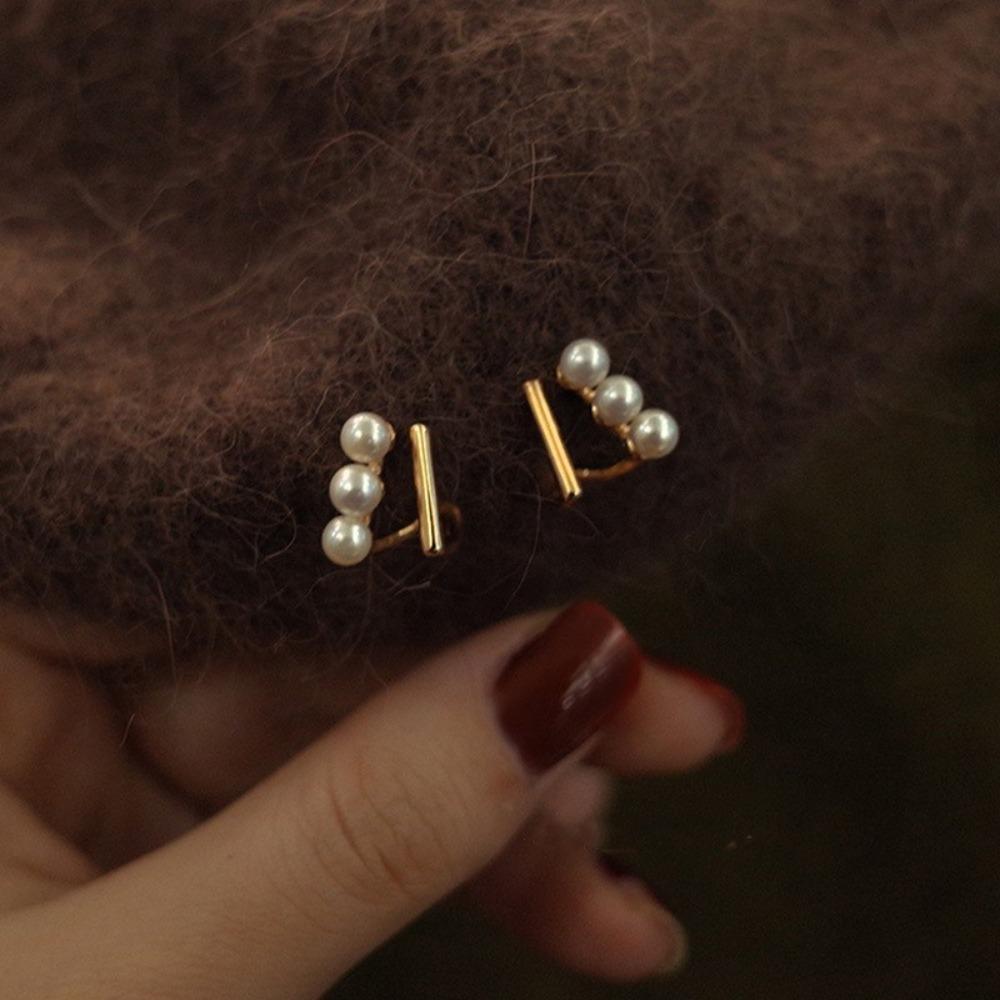 Серьги-гвоздики из серебра S925, легкая роскошь, жемчуг и циркон, для женщин, высококачественные, темпераментные, нишевые, универсальные