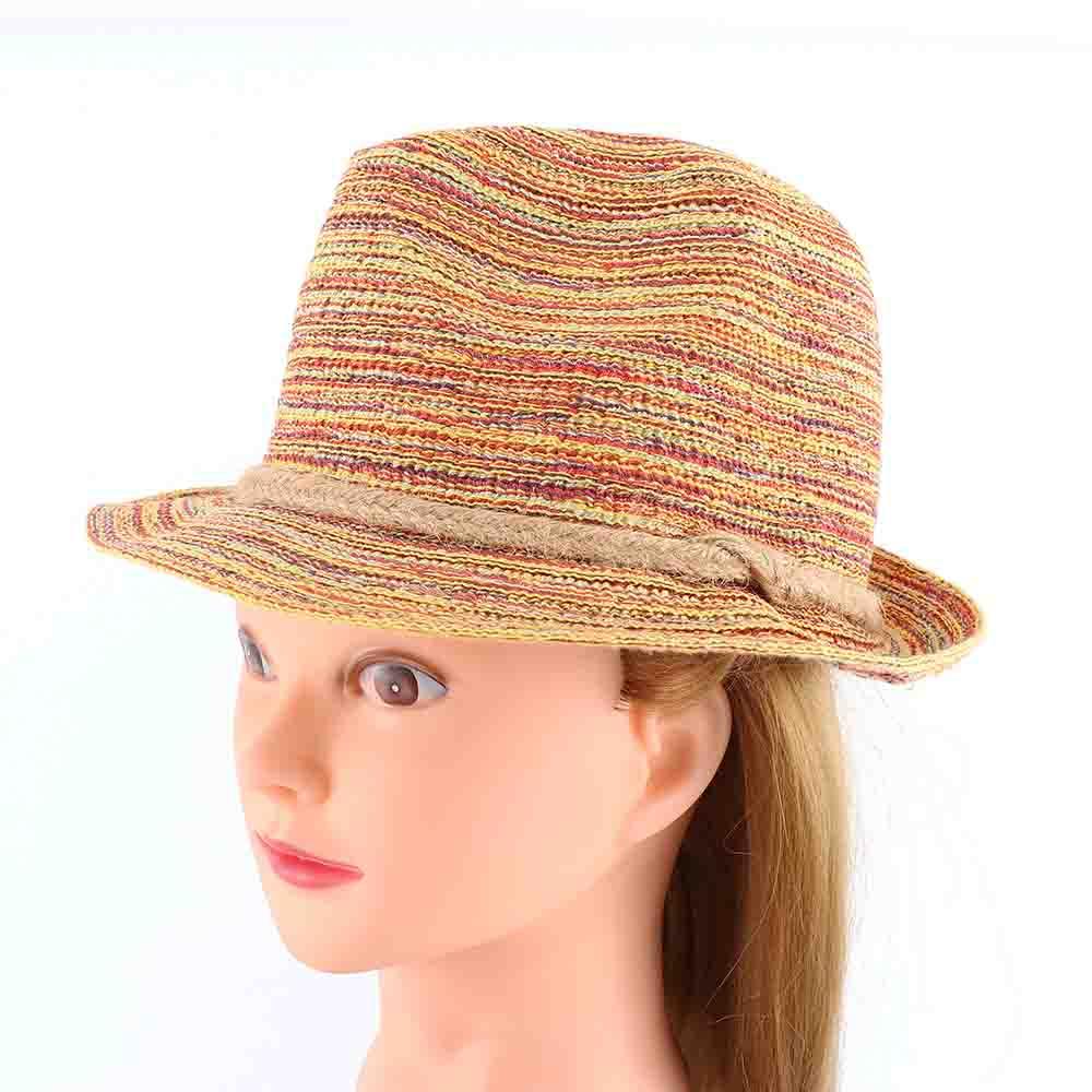 Lady Cute Fashion Panama Colorful Striped Foldable Straw Hat Sun Summer Beach