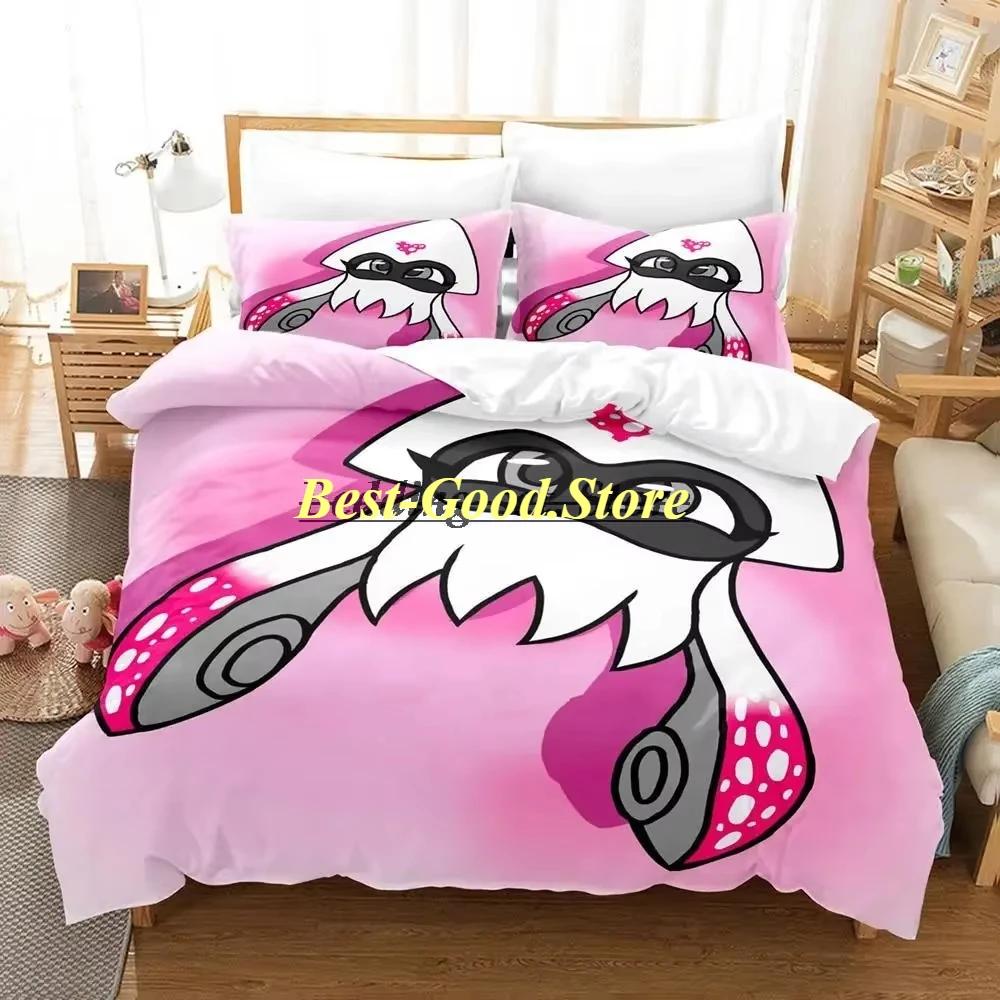 Splatoon 3 Inkling Squid Комплект постельного белья Single Twin Full Queen King Size Комплект постельного белья Aldult Kid Bedroom Комплект пододеяльников Комплект постельного белья