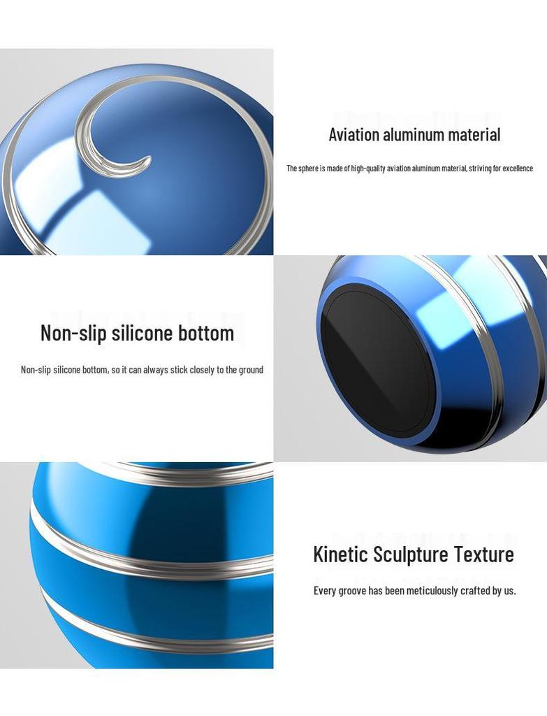 Silver Line Rotating Desktop Gyroscope: High-Gloss Spin & Decompression Toy