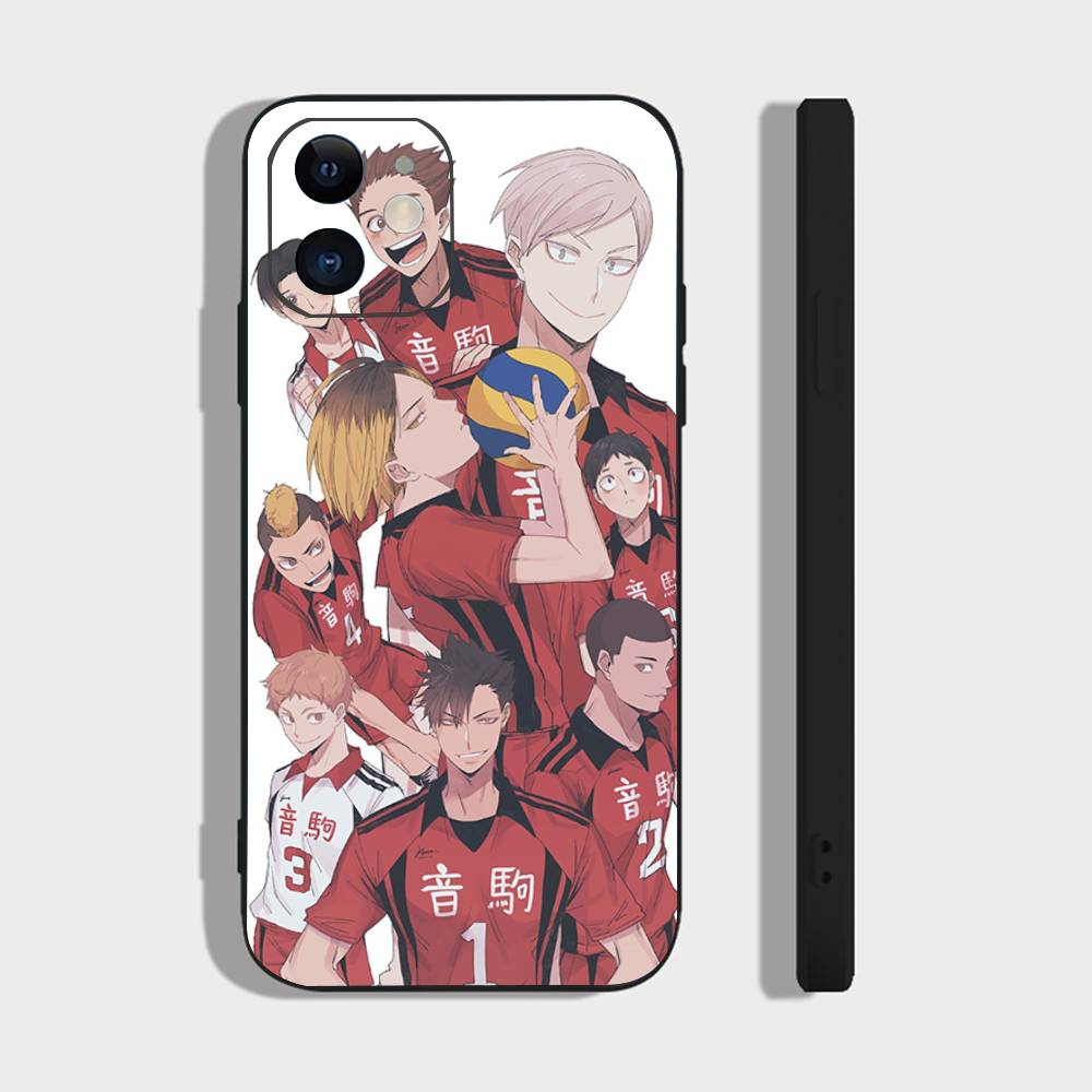 Аниме H-Haikyuu Nekoma Чехол для телефона Для iPhone 17 Air 16 15 14 13 Pro Max 11 12 Черный силиконовый чехол