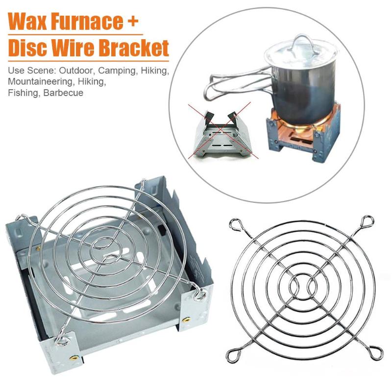 Outdoor Alcohol Stove Holder Camping Mini Foldable Wax Furnace with Stainless Steel Disc Wire Bracket Camping Burner Accessories