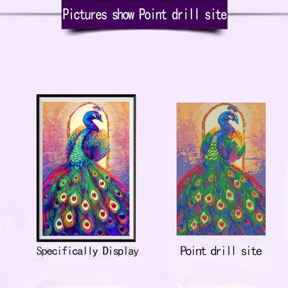 5D Diamond Painting Full Circle Animal Peacock Elephant Cross Stitch Landscape Dandelion Diy Diamond Embroidery Mosaic Home Deco