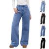 Women's Casual High-waist Light-washed Loose Wide-leg Straight Jeans