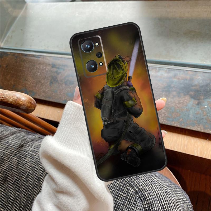 Fireman Firefighter Case For Realme 13 Pro Plus 11 12 14 C71 C75 C55 C51 C53 C25 C63 C61 C65 C67 GT6 GT7 15 Pro