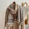 2024 Autumn/Winter New Thickened Warm Double Sided Two Tone Tassel Imitation Cashmere Scarf, High Grade Shawl Neck