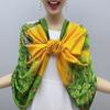 Sunscreen Exquisite Faux Silk Scarf Women Green Peacock Pattern Rectangle Shawl Costume Accessories
