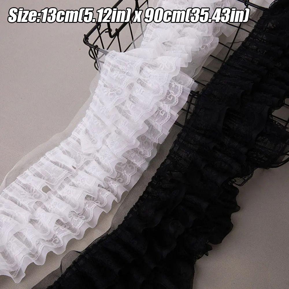 Трехслойная шифоновая сетчатая ткань шириной 13 см, кружевная ткань из тюля, для самостоятельного пошива платьев, одежды, воротников, для шитья и декора