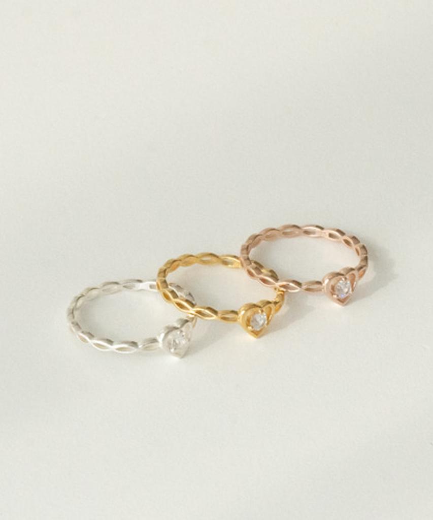 Серебряное кольцо Alleun 925 пробы, Сердце, Скрученное серебро с кубическим цирконием, Массивное