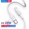 ROCK 20W PD USB C Cable For iPhone 12 Mini Pro Max Fast Charge USB C To Lighting Cable Data Wire Cord Phone Charger Type C Cable