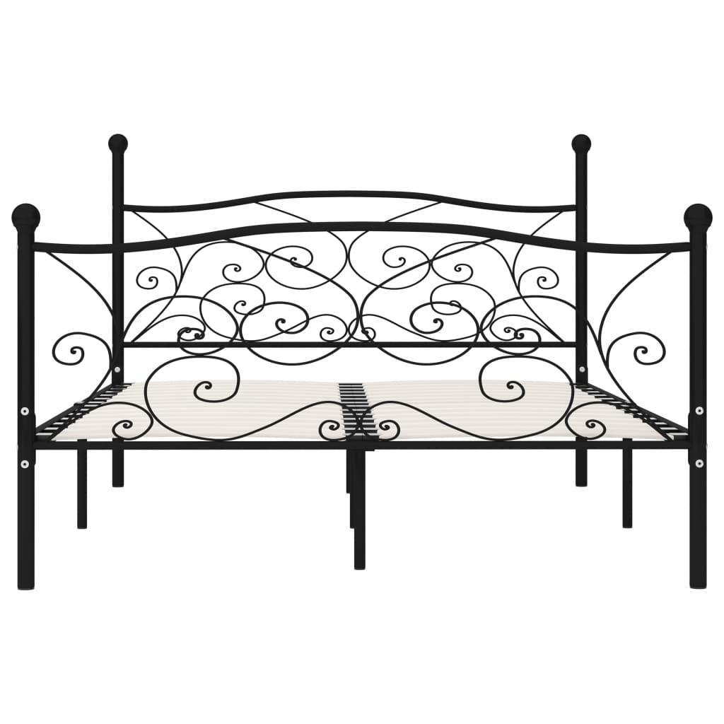 Bed Frame with Slatted Base Black Metal 140 * 200 cm