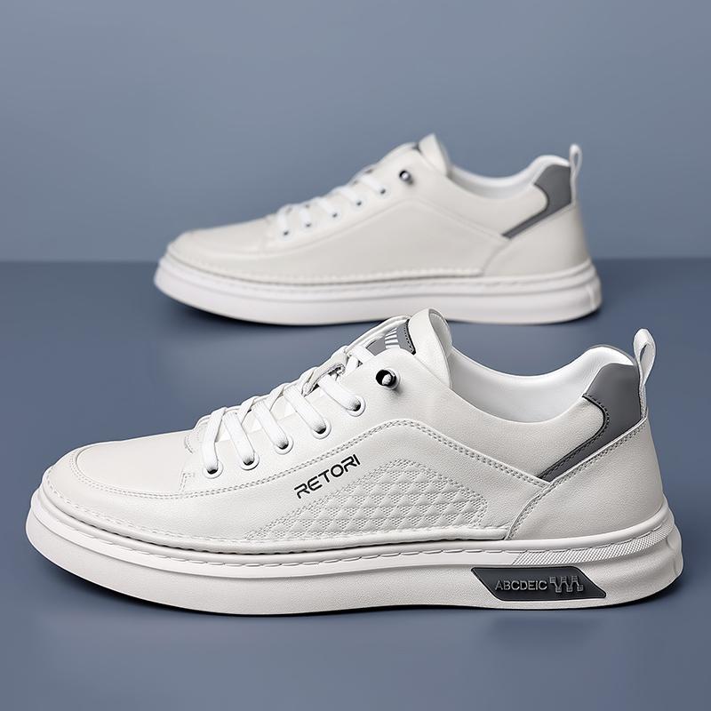 Fashion Casual Leather Men Casual Shoes Lightweight Lace-Up Sneakers Breathable Sports Shoes New Design Skateboard Footwear Treking Shoe