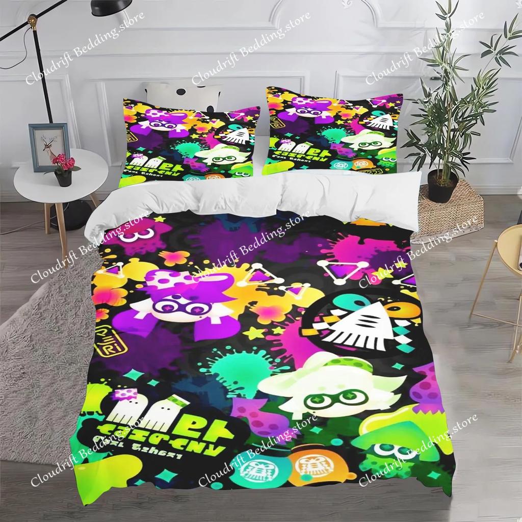 Модные Игровые Постельное Белье Splatoon Комплекты Одеяло Пододеяльник Наволочка 2-3 Предмета Комплекты Односпальный Двуспальный Большого Размера Декор Спальни