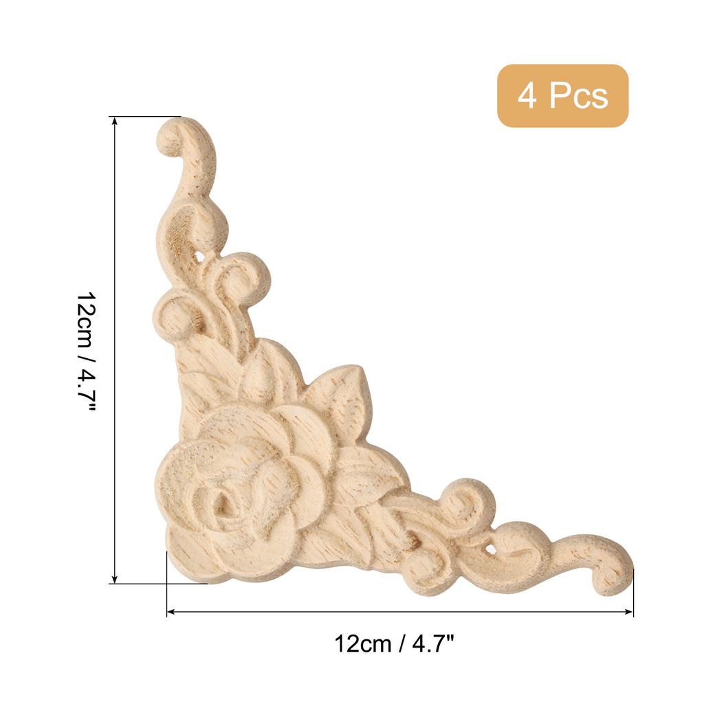 4 шт. Деревянные резные дверные шкафы, деревянные аппликации, накладки, фигурки, ремесло, домашний декор, неокрашенные углы, резные наклейки, настенное украшение