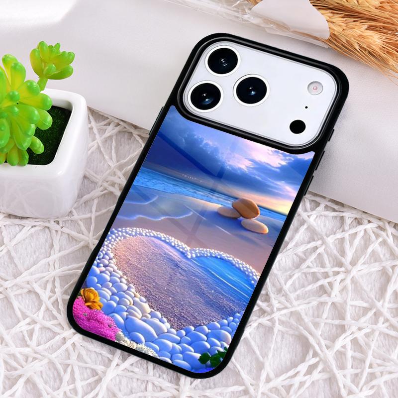 Чехол для телефона «Пляж Море Любовь» для iPhone 17 Air 16 15 11 12 14 13 Pro Max Ударопрочный чехол