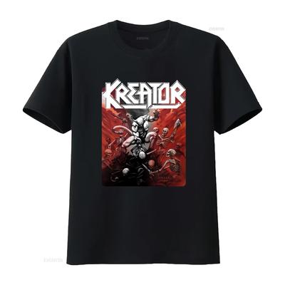 Kreator Pleasure To Kill Черная футболка Хэви-метал группа Череп Скелет Дизайн Музыкальный фанат винтаж Стирка Графика Унисекс Мягкий