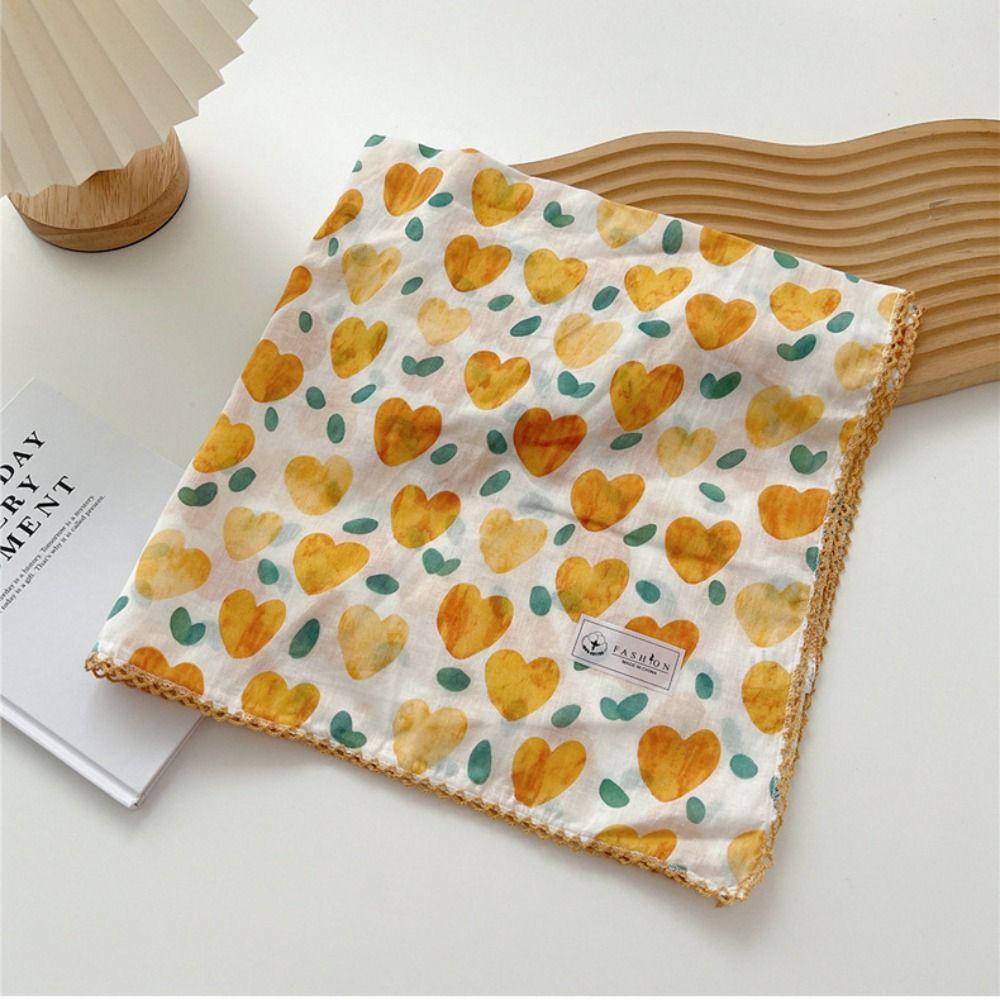 Flower Cotton Linen Print Scarves Floral Square Handkerchief Elegant Small Square Scarf  Women