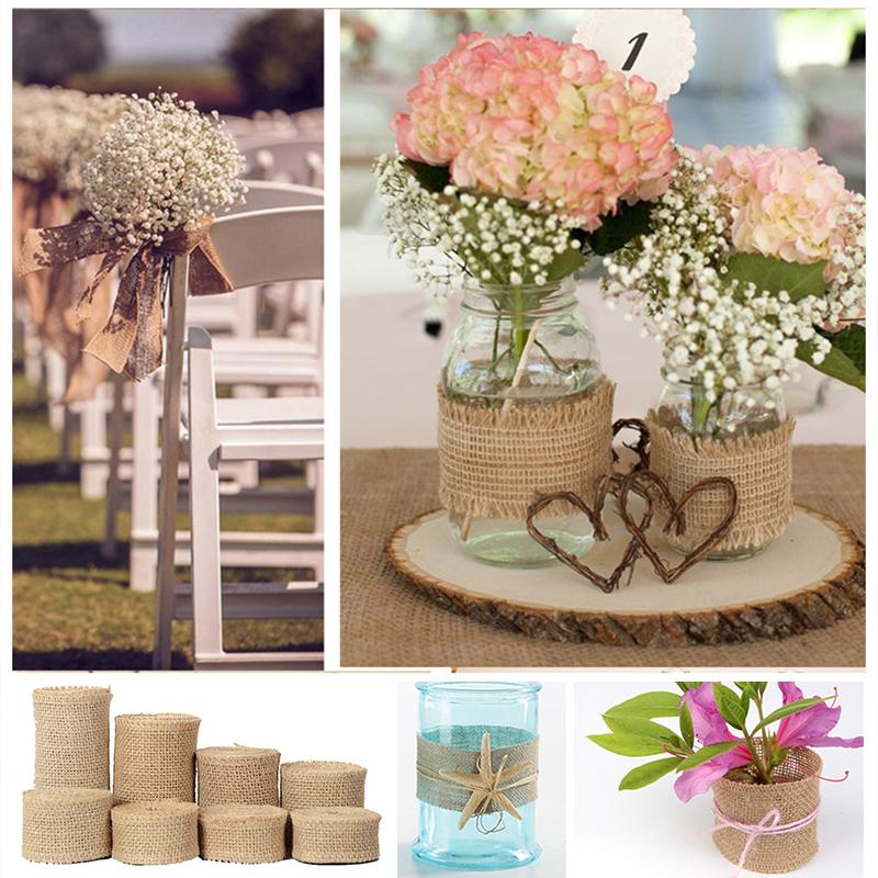 2M/Roll Wedding Decor Natural Jute Burlap Ribbons Jute Ribbon Rolls Vintage Jute Burlap Fabric