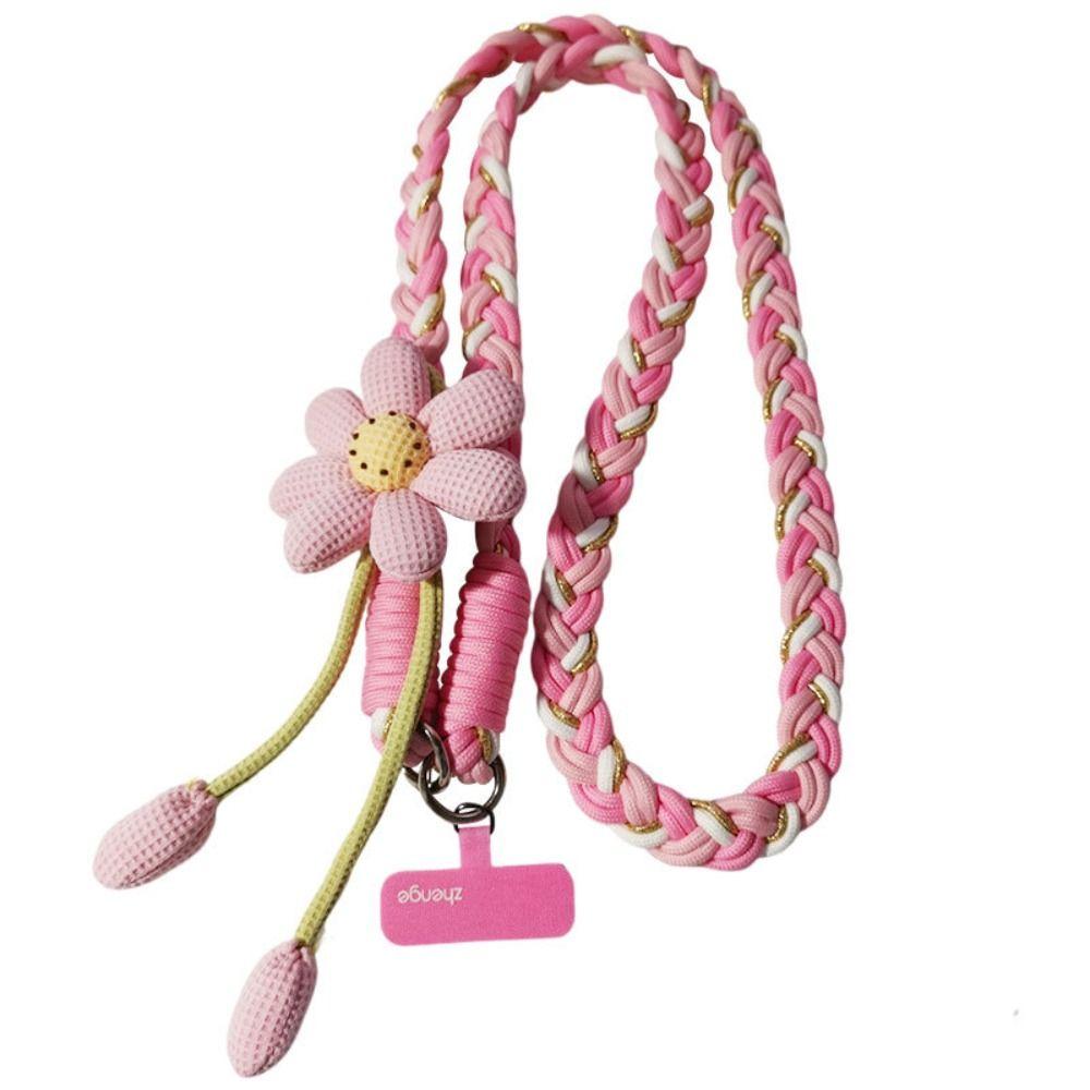 Phone Charm Flowers Phone Lanyard Crossbody Cell Phone Strap Fashion Phone Woven Chain Women Girls