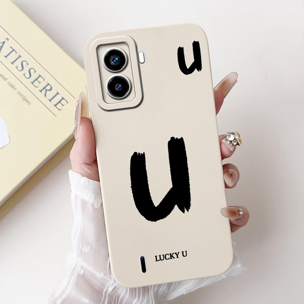 For Tecno Pop 6 No Fingerprints Cover For Techno Pop 6 Case BE7 Simple Fashion Letters Pattern Design Silicone Shockproof Bumper