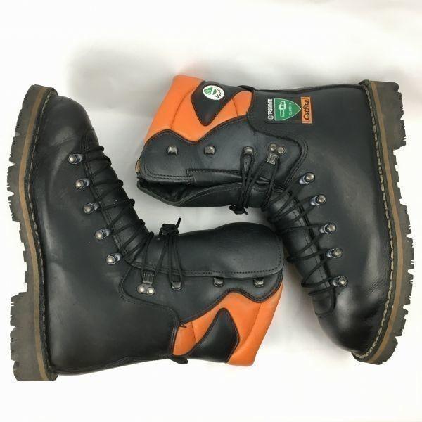 TREEME Forestry Protective Boots Made in Italy Leather Steel Toe Size 44 (Approx. 28.028.5cm) Black Work Leather/Forestry Civil Engineering(USED)