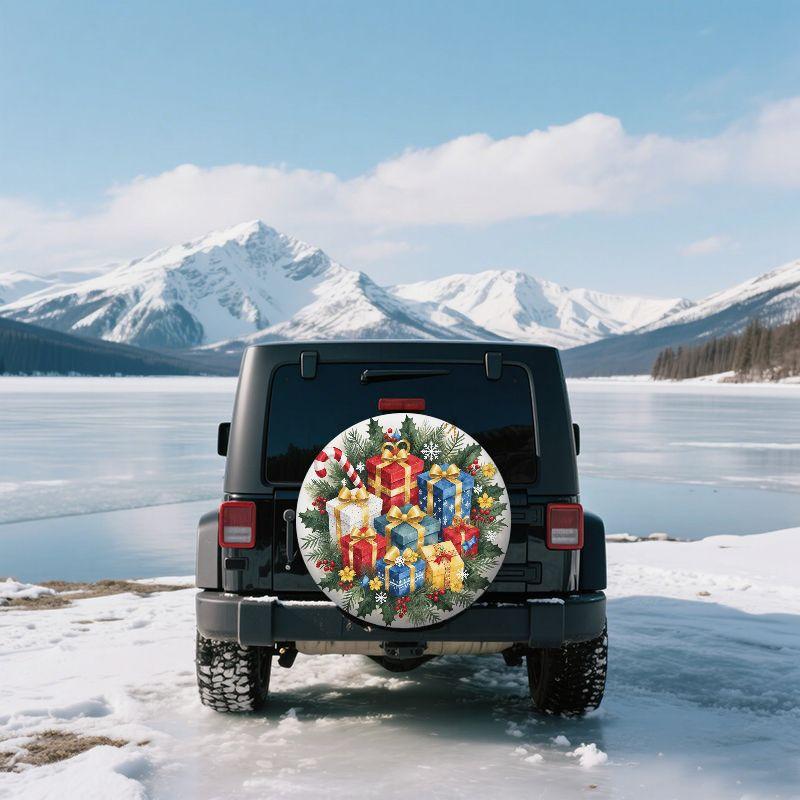 Christmas Gifts Spare Tire Cover Winter Scene Vinyl Protector for Jeep RV SUV Camper Trailer