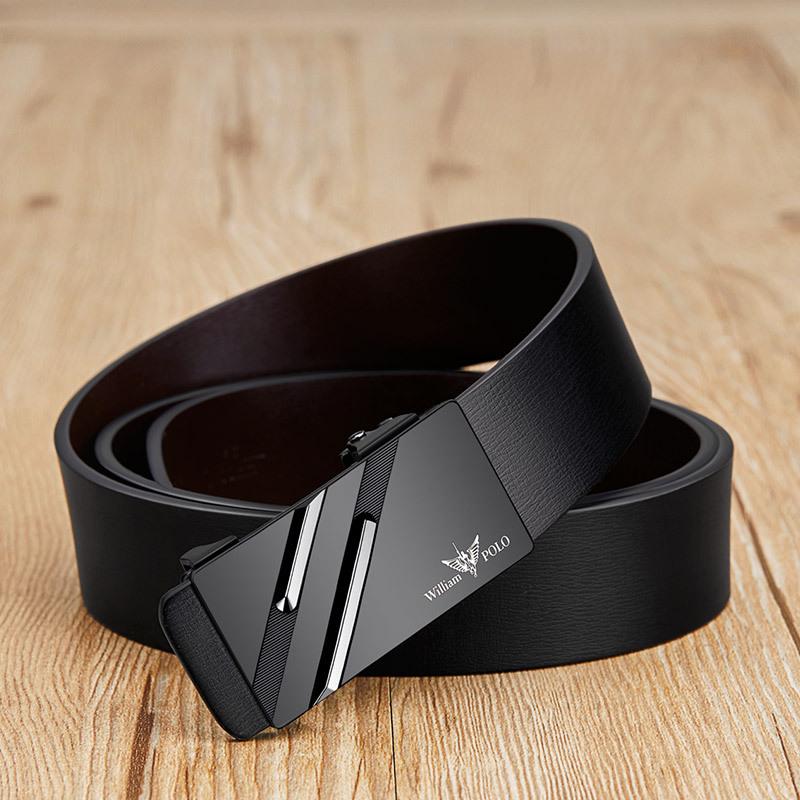 Мужской ремень из натуральной кожи Emperor Paul с автоматической пряжкой - Молодежный минималистичный дизайн