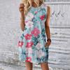 Women's Casual And Fashionable Round-neck Sleeveless Printing Mid Length Dress