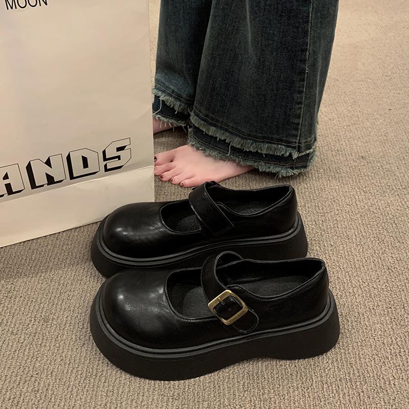 Leather Platform Mary Jane Shoes Women's New Autumn Women's Shoes Versatile Height-increasing Small Leather Shoes Loafer Single Shoes