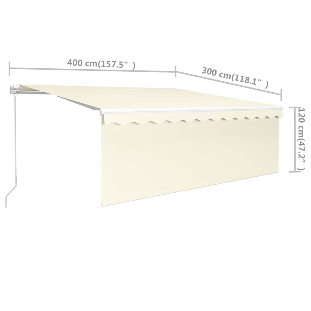 Manual Retractable Awning with Roller Blind 4x3 m Cream