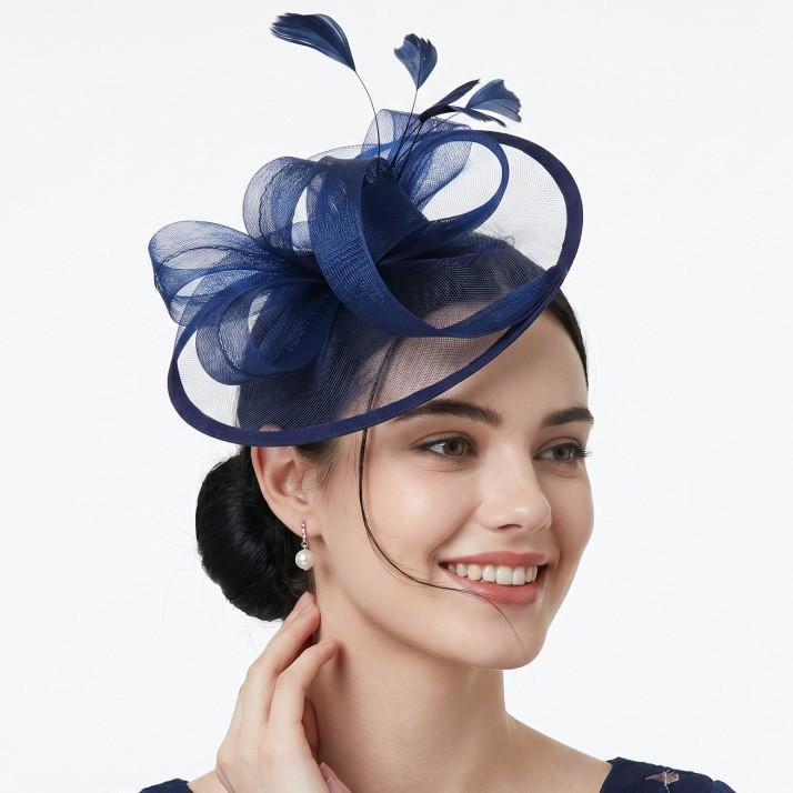 Hot Sale Bridal Tea Party Vintage Feather Mesh Head Flower Kentucky Derby Horseback Festival Hair Accessories Headgear
