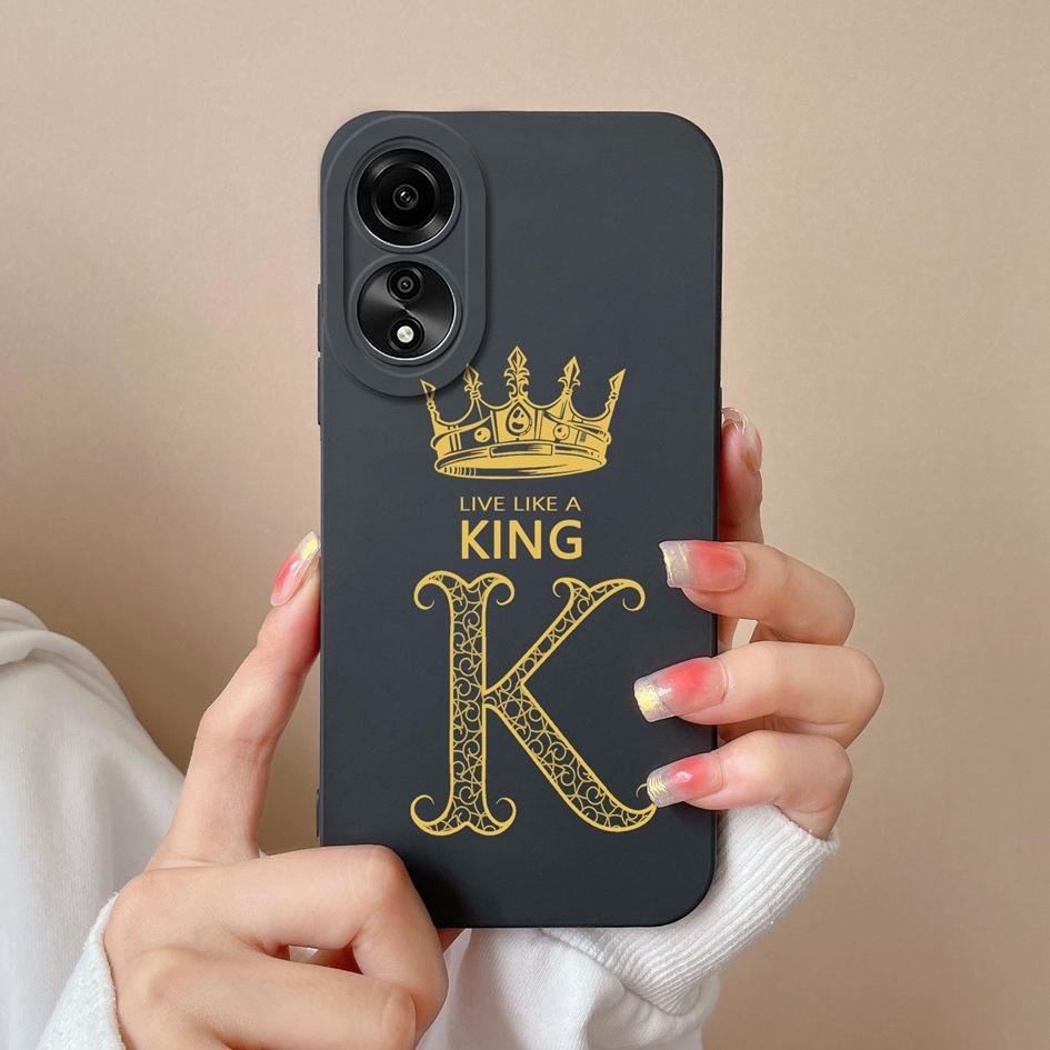 Phone Case For Oppo Reno10 Pro 6 7 8 Pro+ Lite Fashion Cover Crown Letters Phone Bags Camera Protection Matte Soft Silicone Shockproof For Oppo Bumper