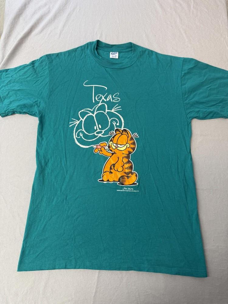VTG Garfield T-shirt Texas Drawing Garfield Self Portrait L
