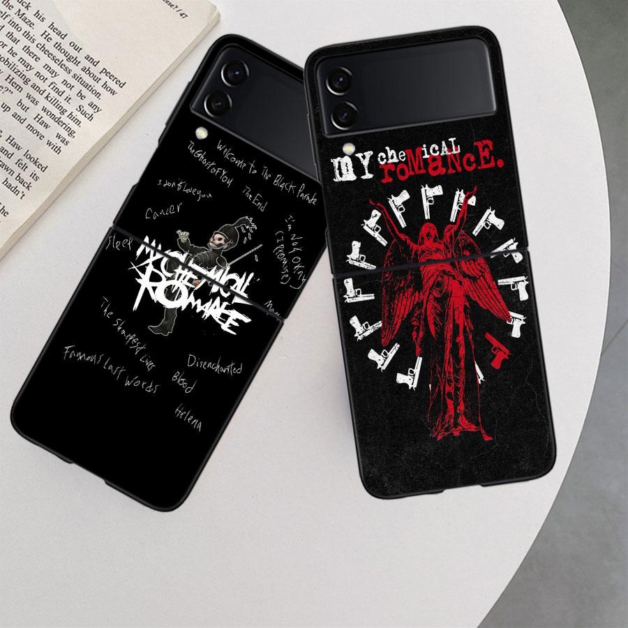 My Chemical Romance MCR Phone Case For Samsung Z Flip 7 6 5G Galaxy Z Flip 5 4 3 Black Hard Cell Cover Luxury PC Shell Coque