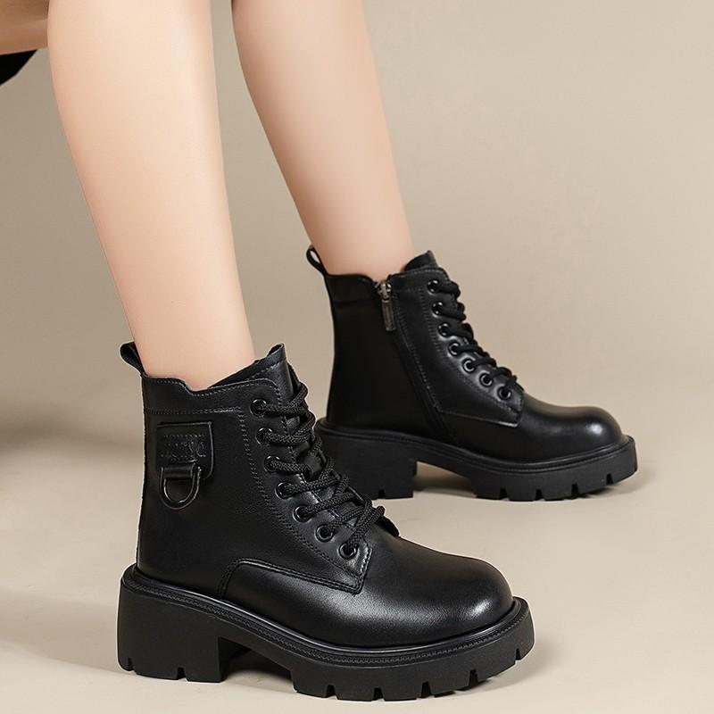 Зимние коричневые ботинки Martin женские в британском стиле 2024 года, новые мягкие кожаные туфли на платформе с завышенной талией и шнуровкой в стиле ретро