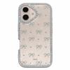 For iPhone 16 Case Epoxy Design TPU+PC Phone Cover with Bowknot Pattern,Rhinestone Decor