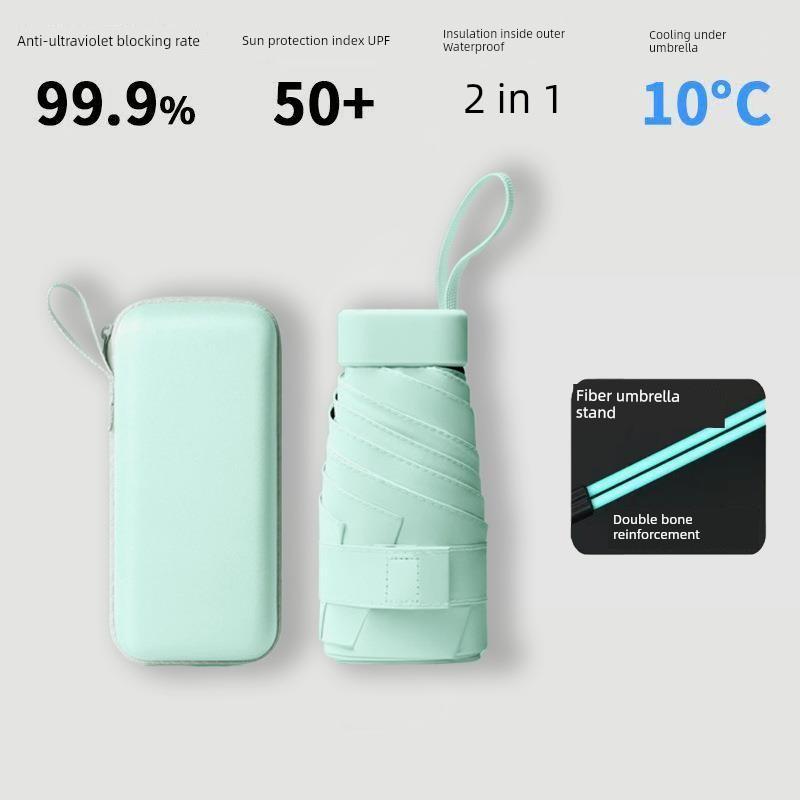 Ultra-Compact 40% off Sunshade and Rainproof Umbrella, Dual-Use Umbrella with Black Coating, Pocket-Sized Sun Umbrella, Mini Capsule Sun Protection