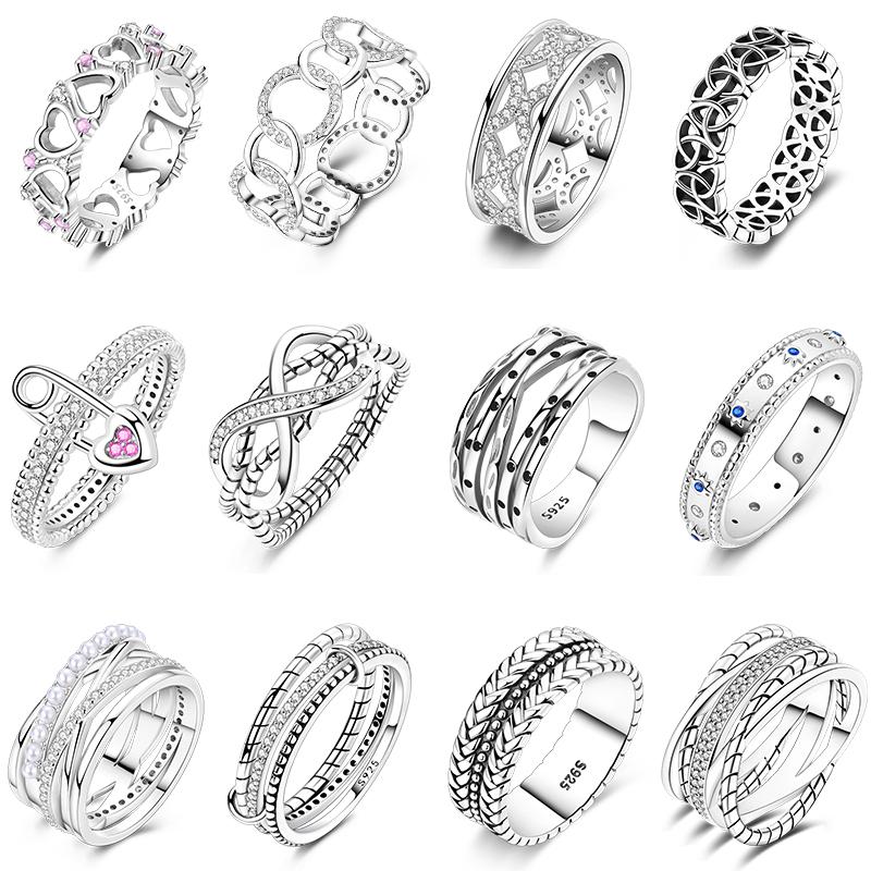 925 Sterling Silver Heart Shaped Infinite Minimalist Rings Hollow Celtic Knot Rings for Women Elegant Engagement Wedding Jewelry