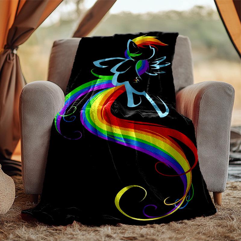 Rainbow Dash Flannel Blanket Soft Warm All-Season Throw, Design for Camping, Car Travel, Hiking Sofa, Bed, Office Perfect Gift for Parties