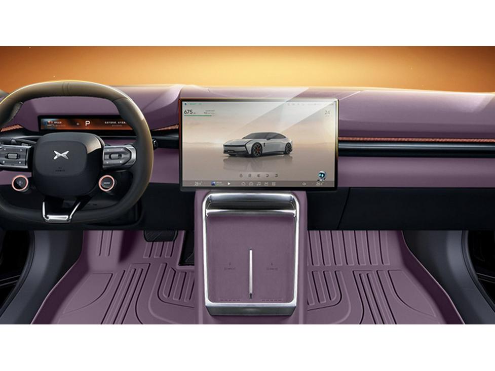 Коврики в салон XPeng P7 2025 TPE: Полный комплект ковровых покрытий для салона автомобиля