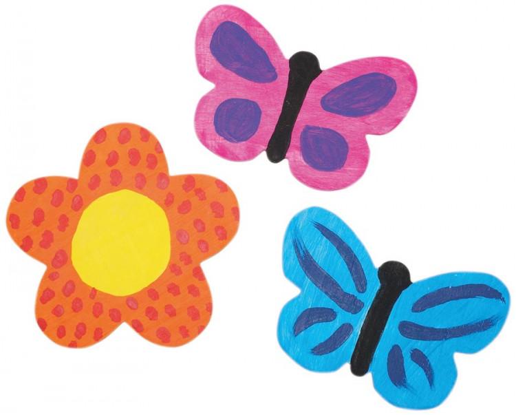 Diy Wooden Figurines Butterflies and Flowers Decoration 12 Pcs