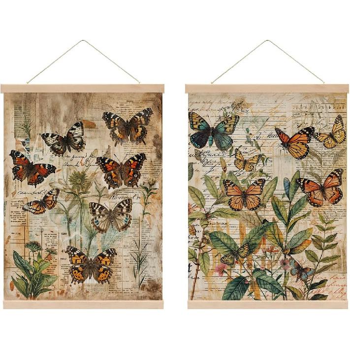 4 Pcs Vintage Japanese Cat Wall Art Hanging Banner, Japanese Noodle Sushi Linen Banner Poster Hanger Wall Decor for Home Kitchen Dining Room Wall