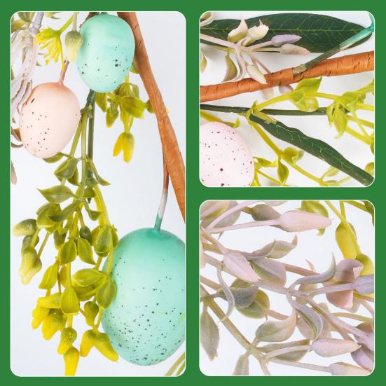 Пасхальная гирлянда Искусственная гирлянда с яйцами, ушками ягненка, листьями для весеннего камина, окна, стены, интерьера, улицы