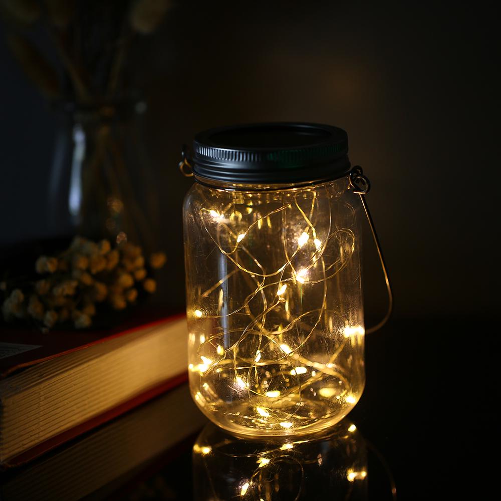 Светодиодные фонари на солнечных батареях в банках Mason Jar, водонепроницаемая крышка-лампа, гирлянда на медной проволоке, декор для улицы, патио, сада