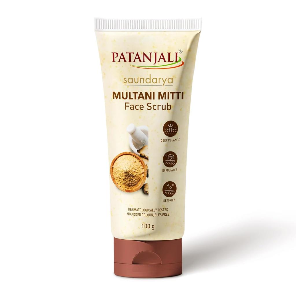 Patanjali Скраб для лица Saundarya Multani Mitti 100 г, 1 шт. для сияющей гладкой натуральной кожи