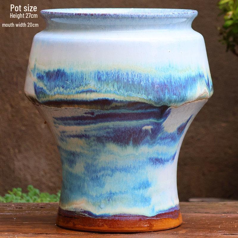 Большой Ручной Глиняный Керамический Цветочный Горшок – Дышащий Высокий Горшок для Суккулентов, Бугенвиллии, Стрелиции, Горшок из Фиолетовой Глины