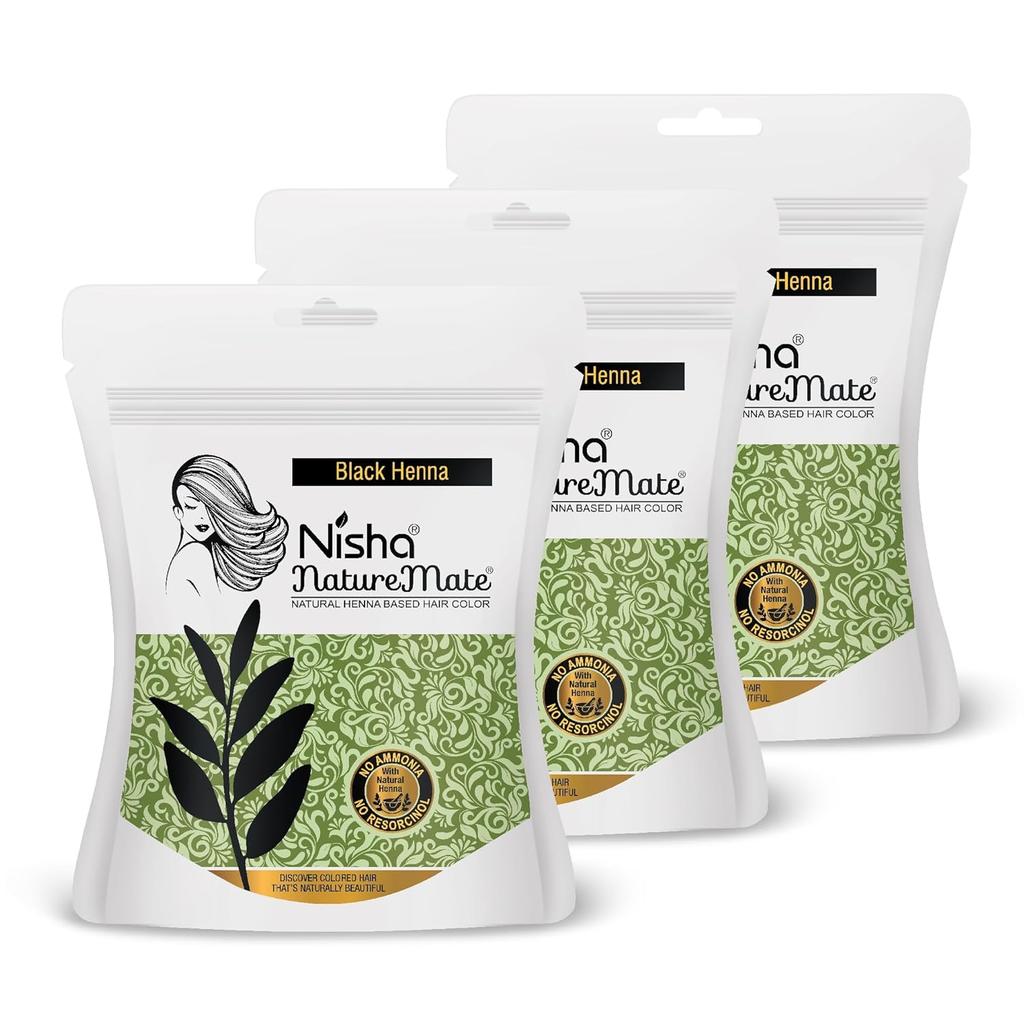 Nisha Nature Mate Natural Henna Hair Color Ammonia Free Long Lasting Smooth Silky Shine Salon Finish 45g x Pack Of 3
