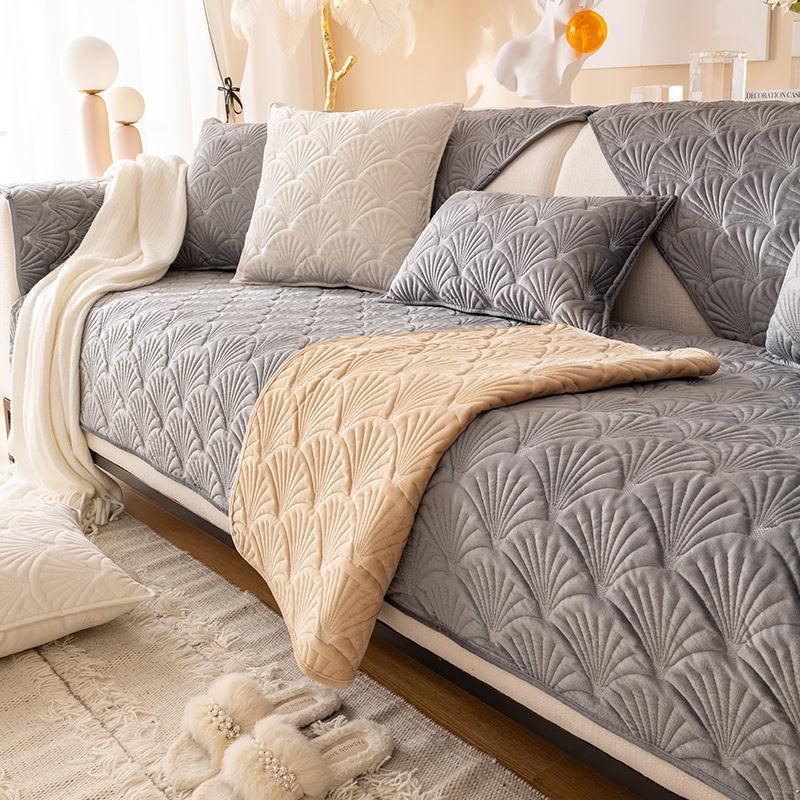 Осенне-зимний плюшевый чехол для дивана, однотонный плед, Нескользящий наполнитель, чехлы для диванов для гостиной, защитное полотенце для мебели